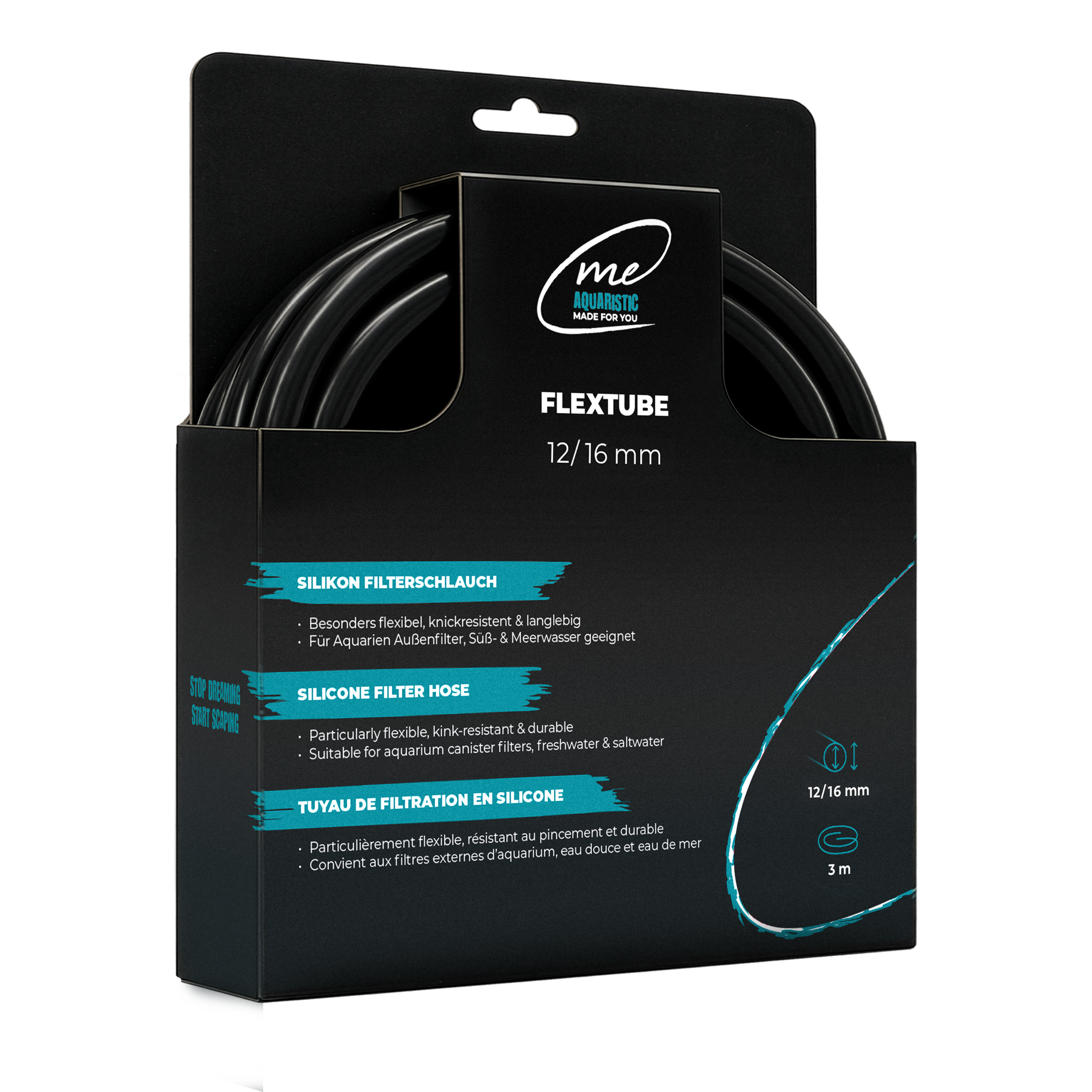 Me FlexTube Filterschlauch 12/16 mm (3 m), Silikon schwarz