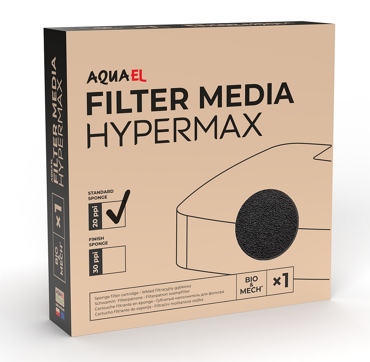 Aquael Filterschwamm schwarz PPI 20 (für Hypermax & Link)